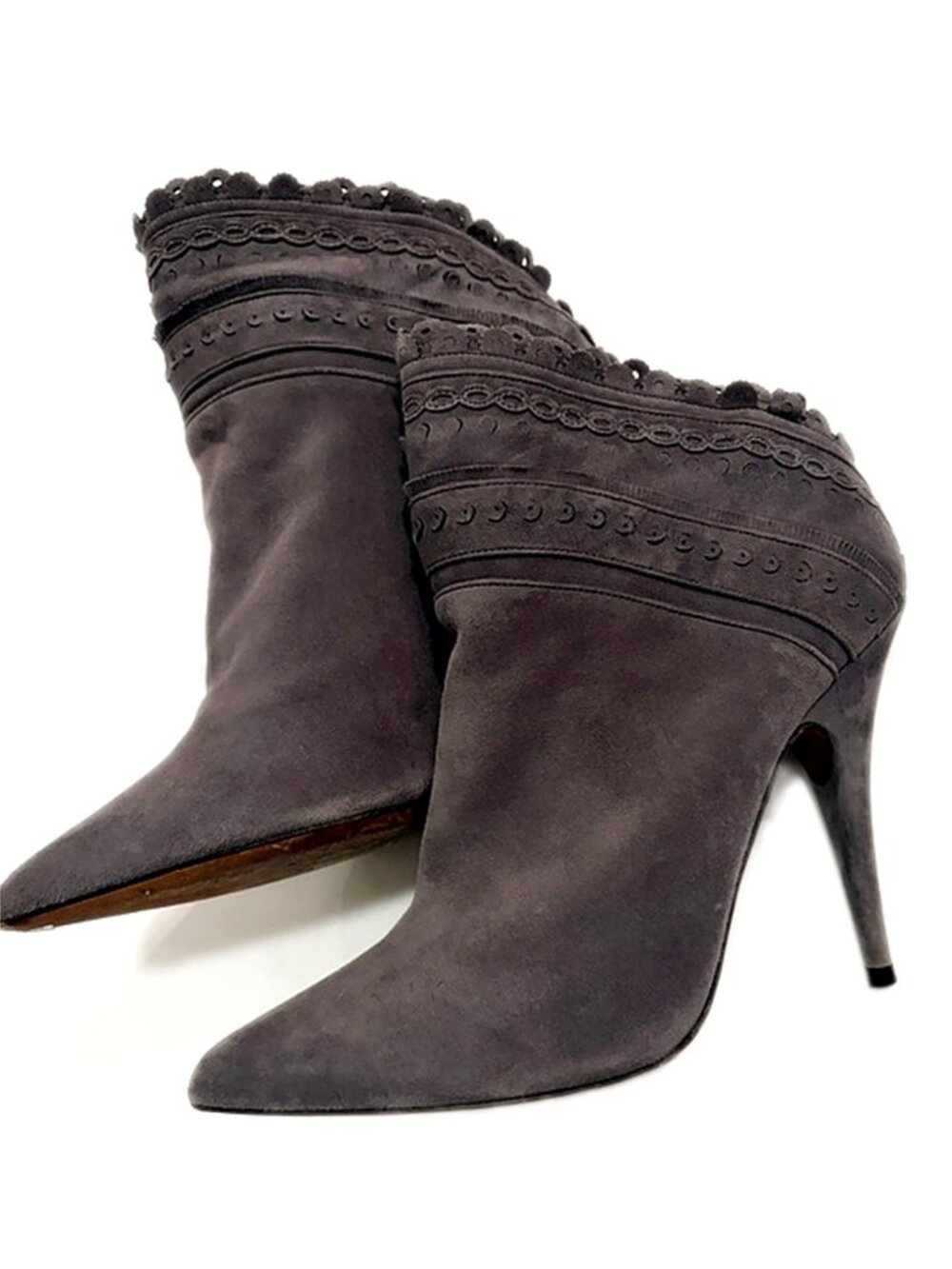 Tabitha Simmons Shoes Boots Harmony Laser Cut
Suede Ankle Booties Gray size 9.5